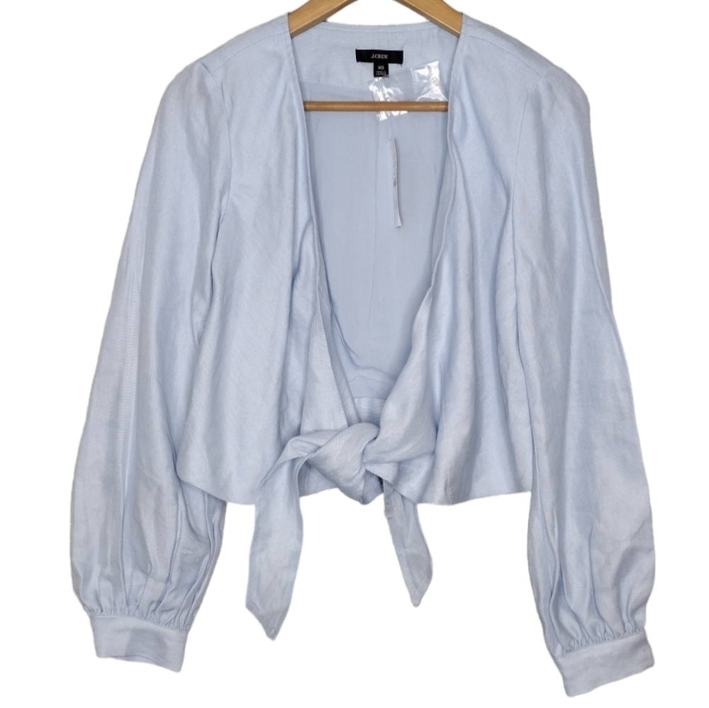 NWT J. Crew Women's Linen Blend Tie Front Crop Top